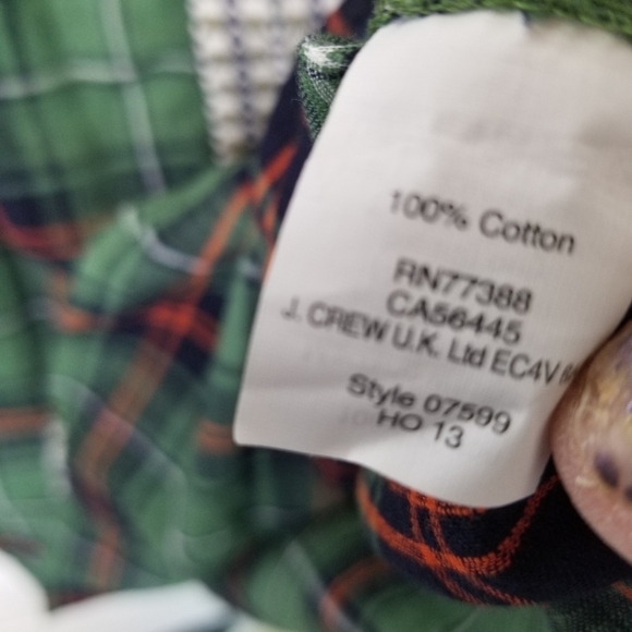 J Crew green plaid embroidered peasant top - Picture 8 of 10